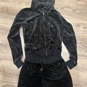 Juicy Couture black velour embossed tracksuit gold Hardwear size small